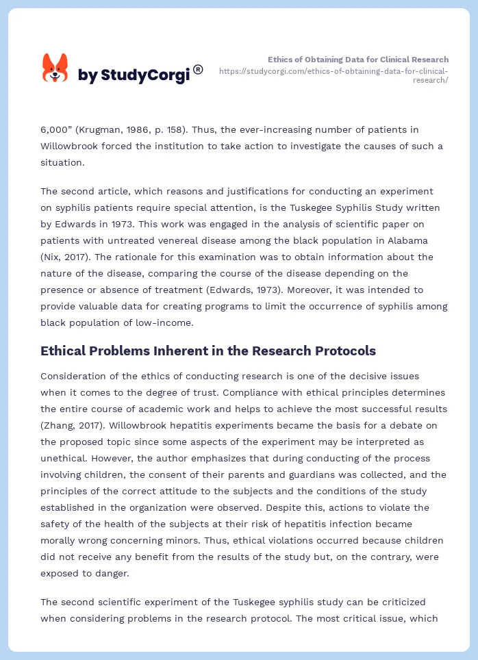 Ethics of Obtaining Data for Clinical Research. Page 2