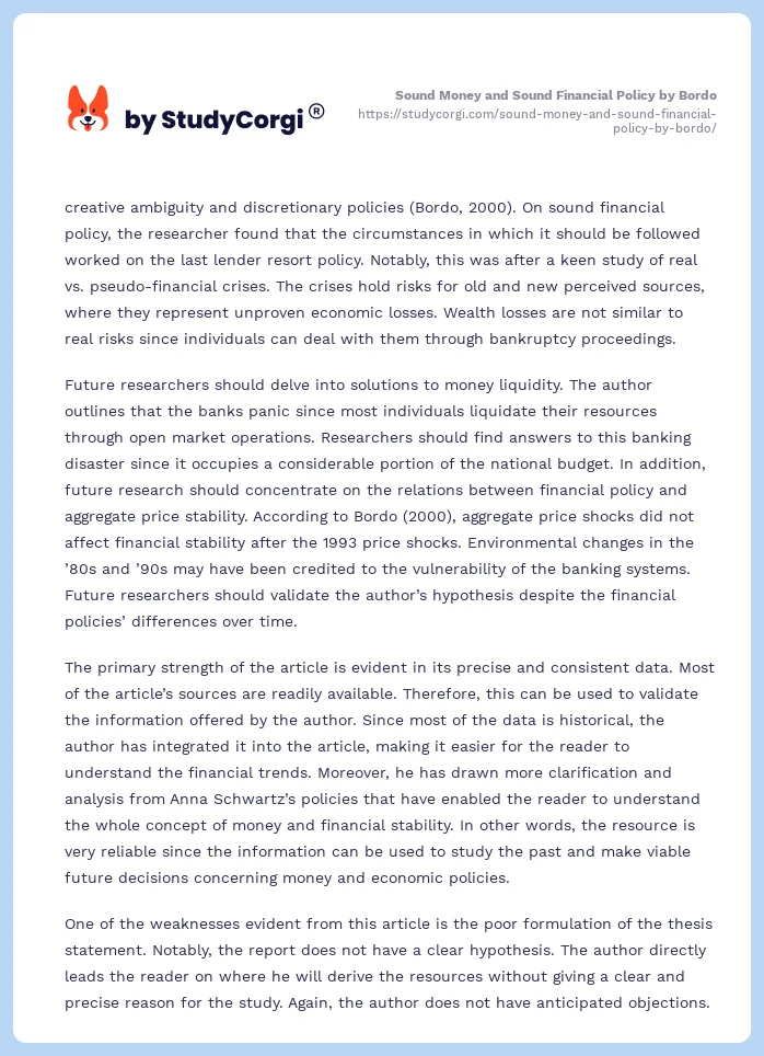Sound Money and Sound Financial Policy by Bordo. Page 2
