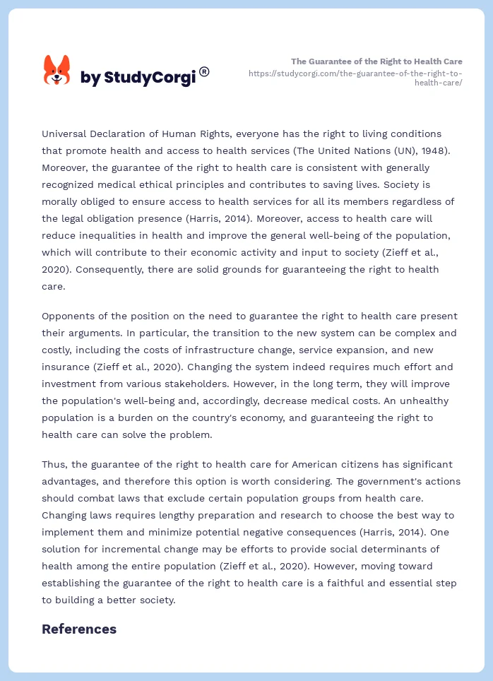 The Guarantee of the Right to Health Care. Page 2