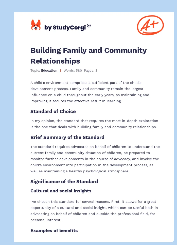 Building Family and Community Relationships. Page 1