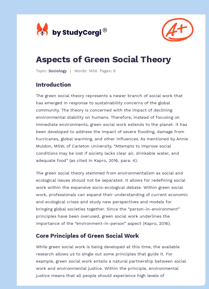 Aspects of Green Social Theory. Page 1