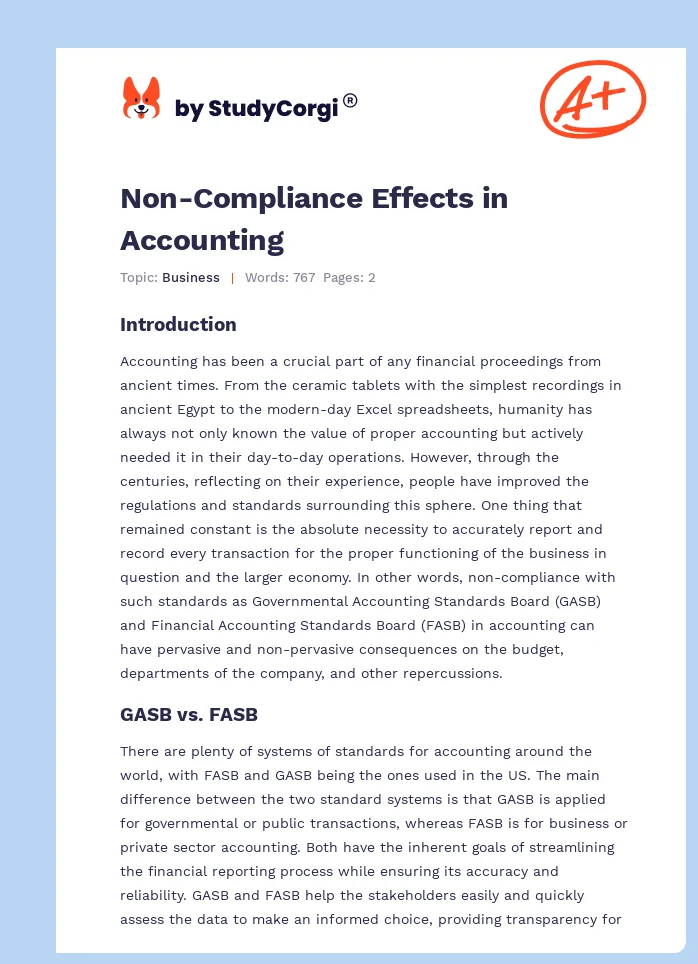 Non-Compliance Effects in Accounting. Page 1