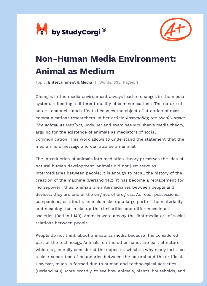Non-Human Media Environment: Animal as Medium. Page 1