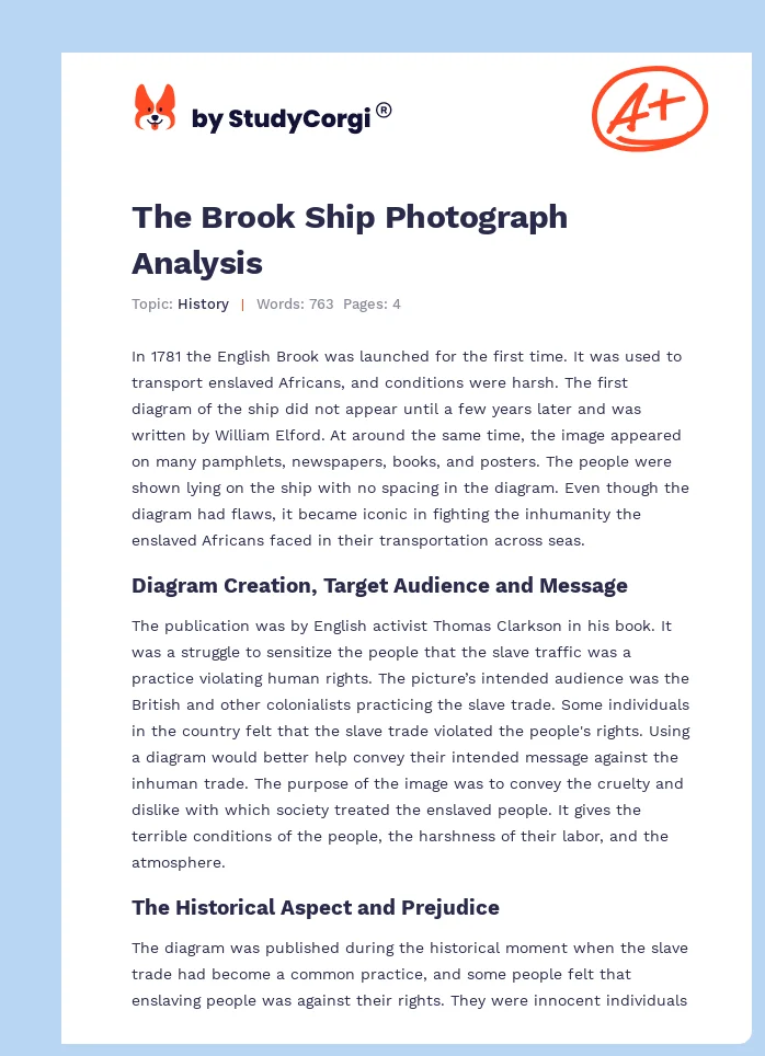 The Brook Ship Photograph Analysis. Page 1