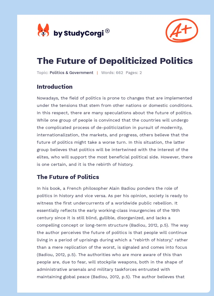 The Future of Depoliticized Politics. Page 1