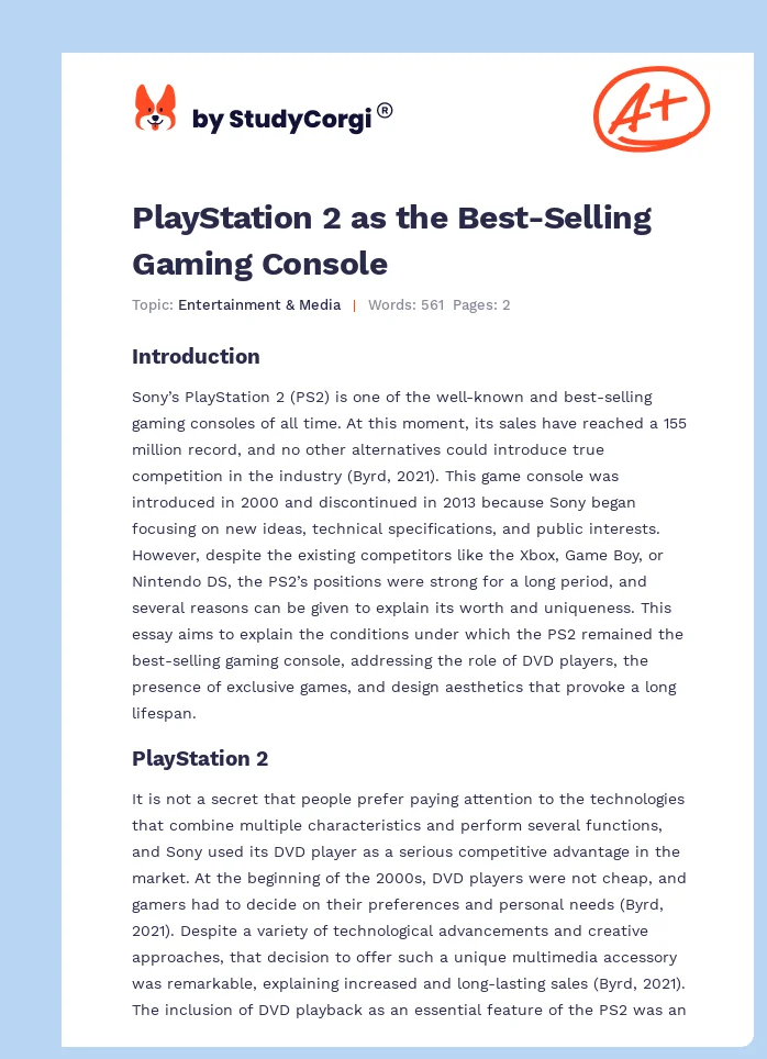 PlayStation 2 as the Best-Selling Gaming Console. Page 1
