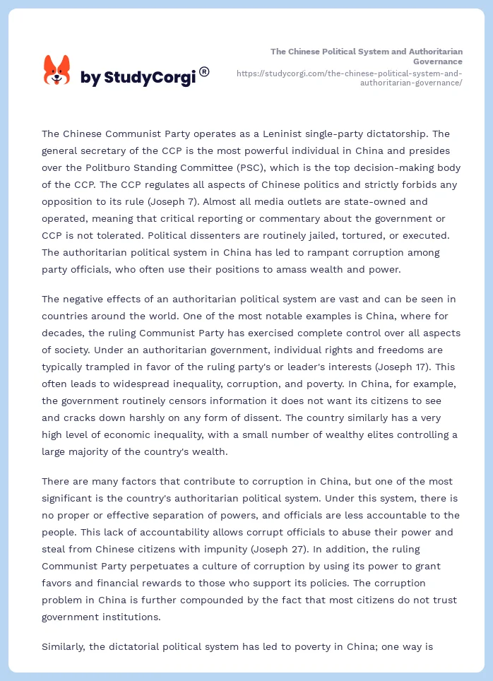 The Chinese Political System and Authoritarian Governance. Page 2