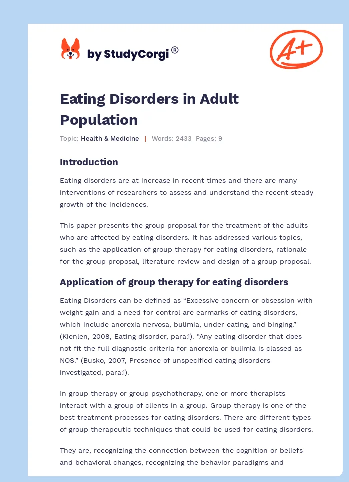 Eating Disorders in Adult Population. Page 1