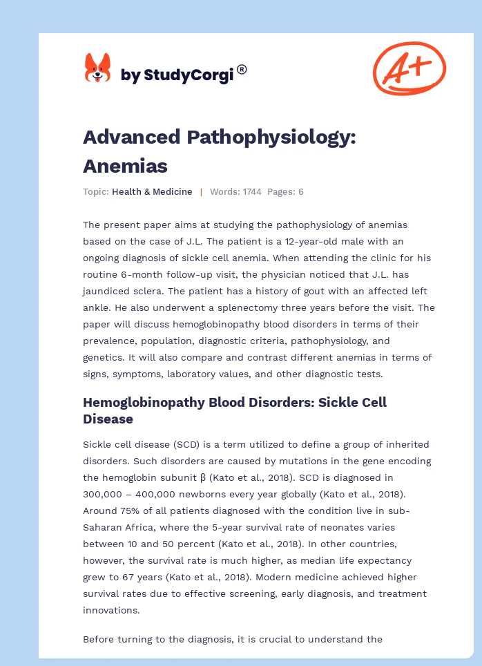 Advanced Pathophysiology: Anemias. Page 1