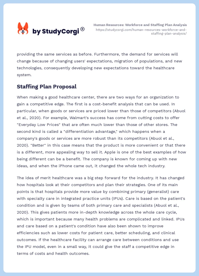 Human Resources: Workforce and Staffing Plan Analysis. Page 2