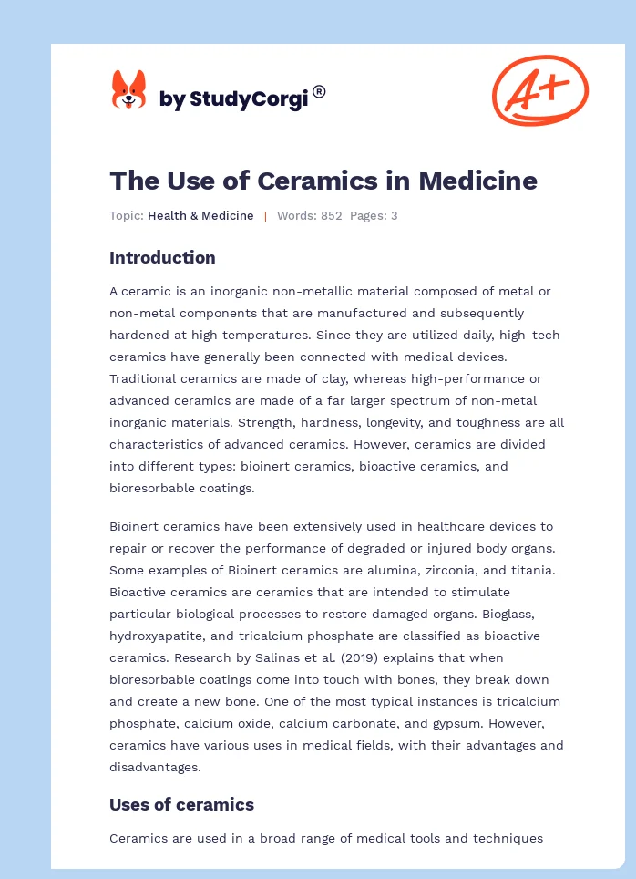 The Use of Ceramics in Medicine. Page 1