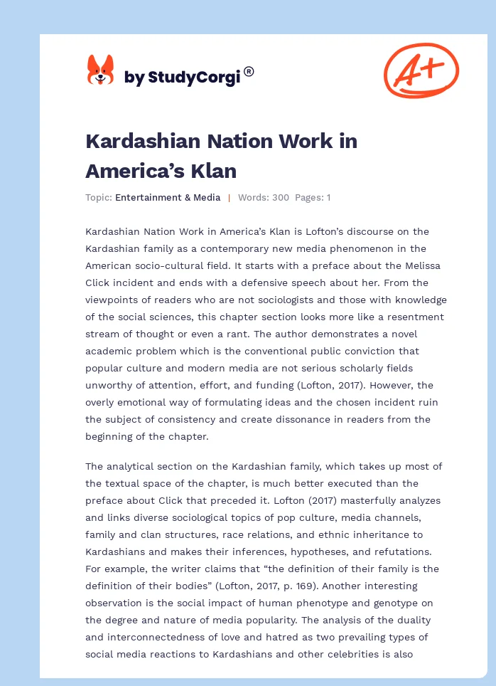 Kardashian Nation Work in America’s Klan. Page 1