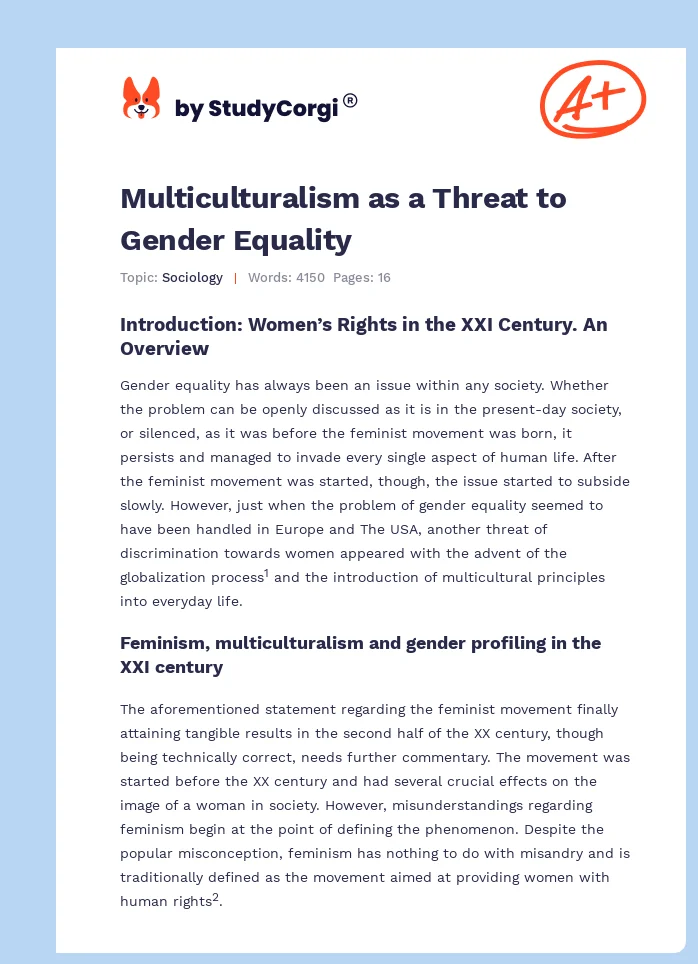 Multiculturalism as a Threat to Gender Equality. Page 1