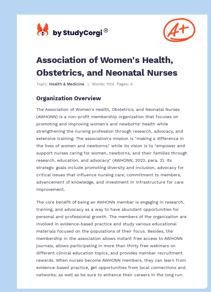 Association of Women's Health, Obstetrics, and Neonatal Nurses. Page 1