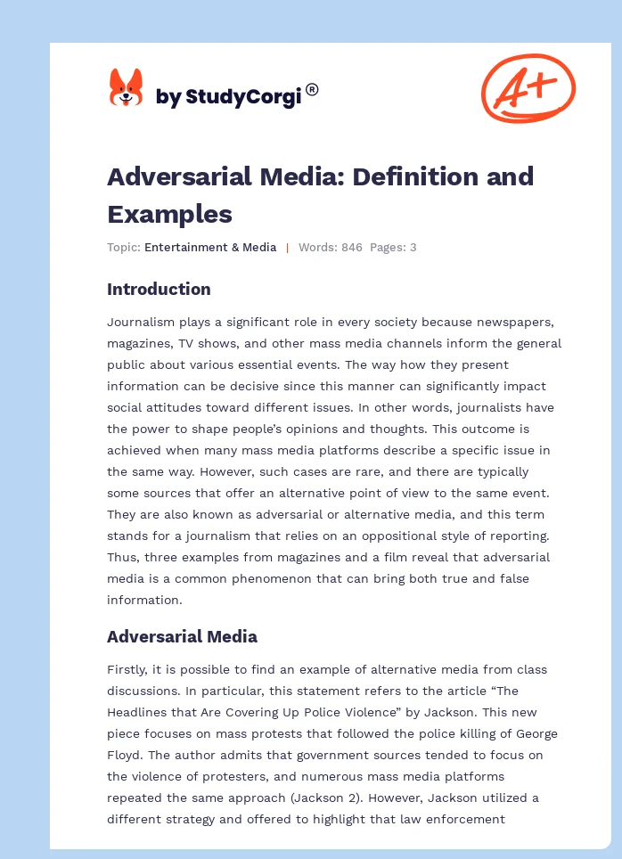 Adversarial Media: Definition and Examples. Page 1