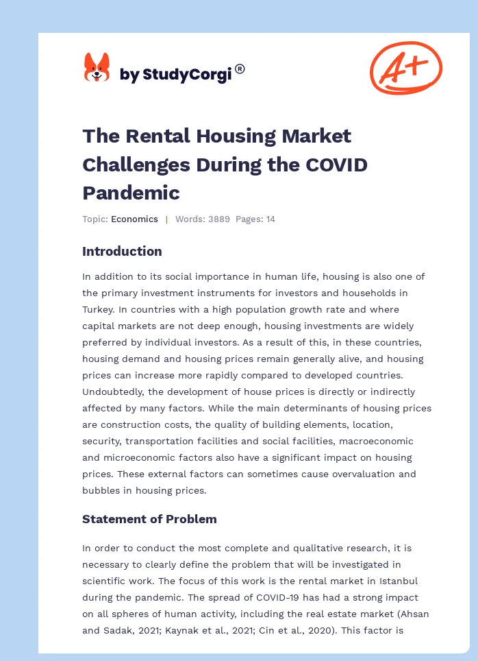 The Rental Housing Market Challenges During the COVID Pandemic. Page 1