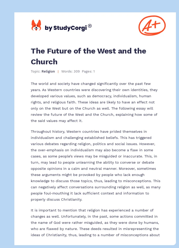 The Future of the West and the Church. Page 1