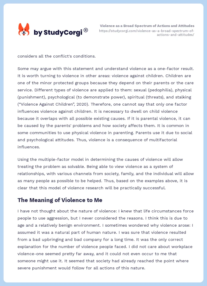 Violence as a Broad Spectrum of Actions and Attitudes. Page 2
