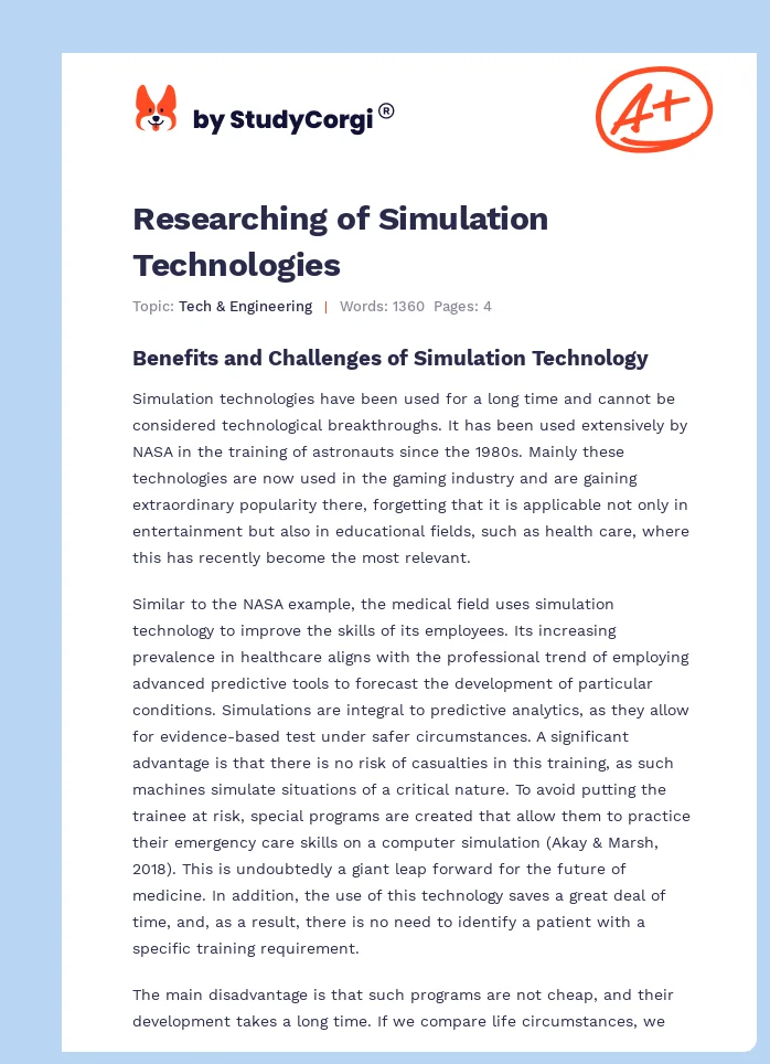 Researching of Simulation Technologies. Page 1
