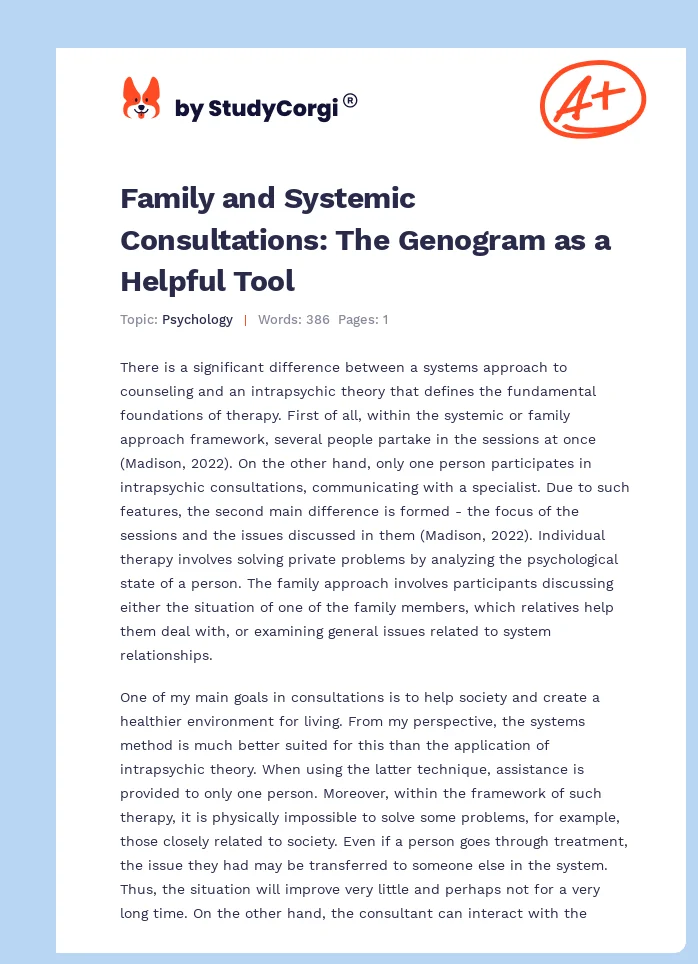 Family and Systemic Consultations: The Genogram as a Helpful Tool. Page 1
