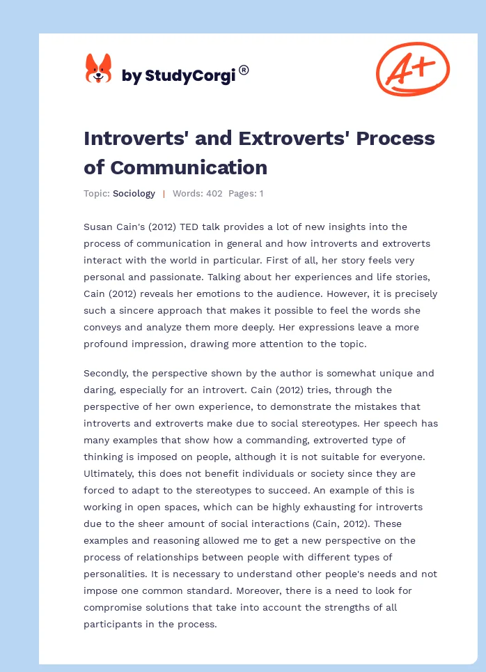 Introverts' and Extroverts' Process of Communication. Page 1