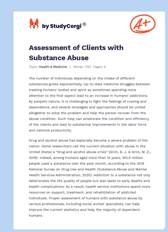 Assessment of Clients with Substance Abuse. Page 1