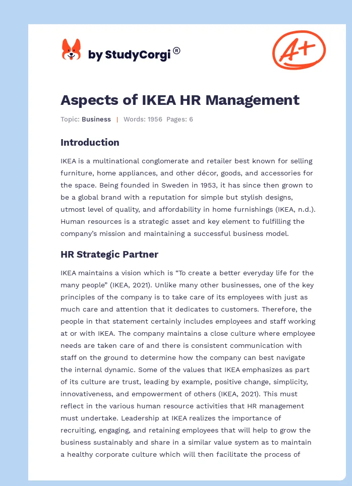 Aspects of IKEA HR Management. Page 1