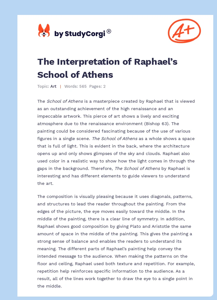 The Interpretation of Raphael’s School of Athens. Page 1