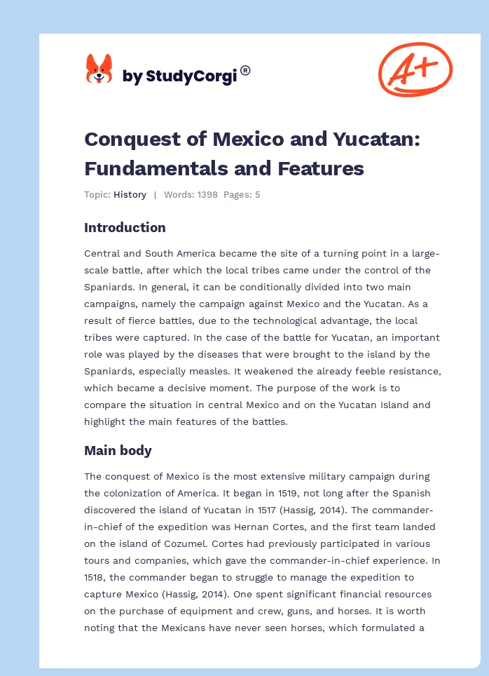 Conquest of Mexico and Yucatan: Fundamentals and Features. Page 1