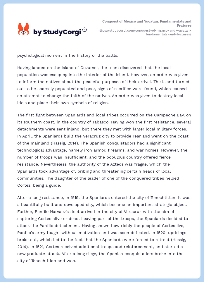 Conquest of Mexico and Yucatan: Fundamentals and Features. Page 2