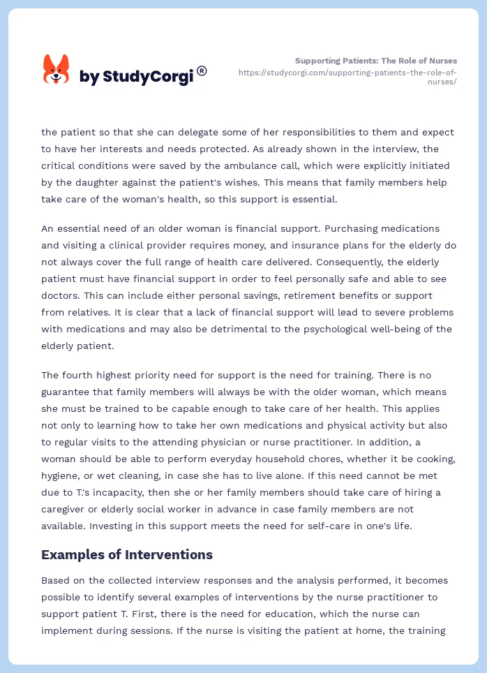 Supporting Patients: The Role of Nurses. Page 2