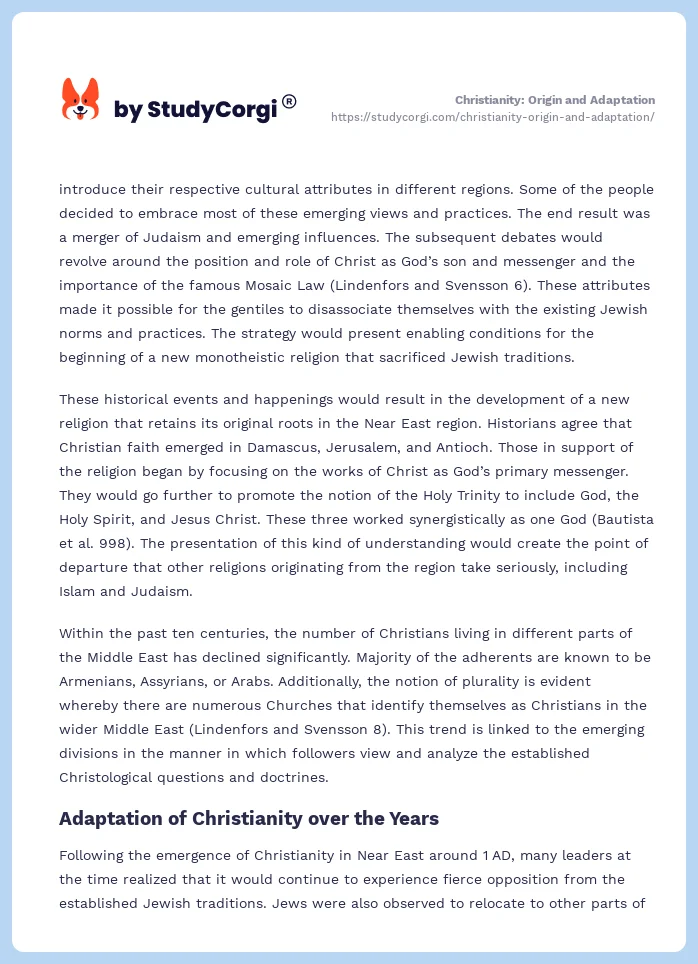 Christianity: Origin and Adaptation. Page 2