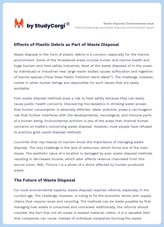 Waste Disposal: Environmental Issue. Page 2