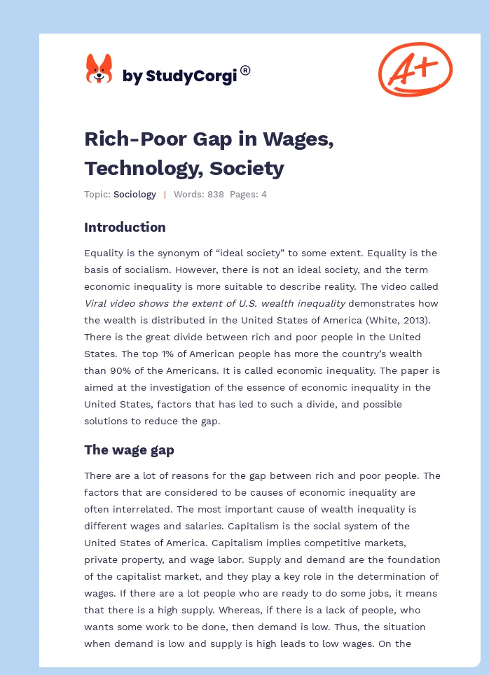 Rich-Poor Gap in Wages, Technology, Society. Page 1