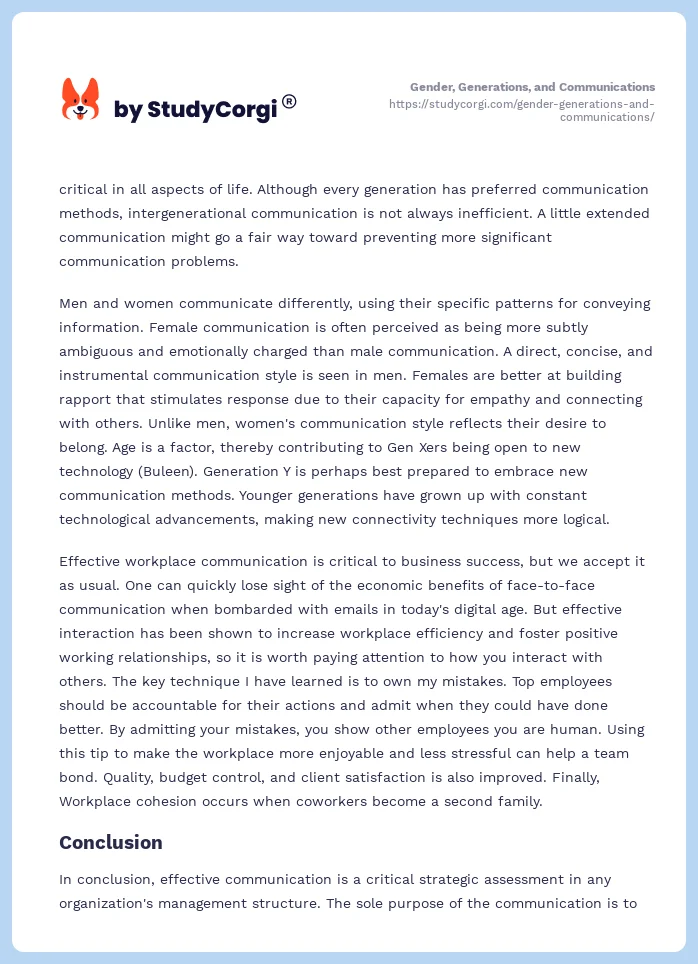 Gender, Generations, and Communications. Page 2