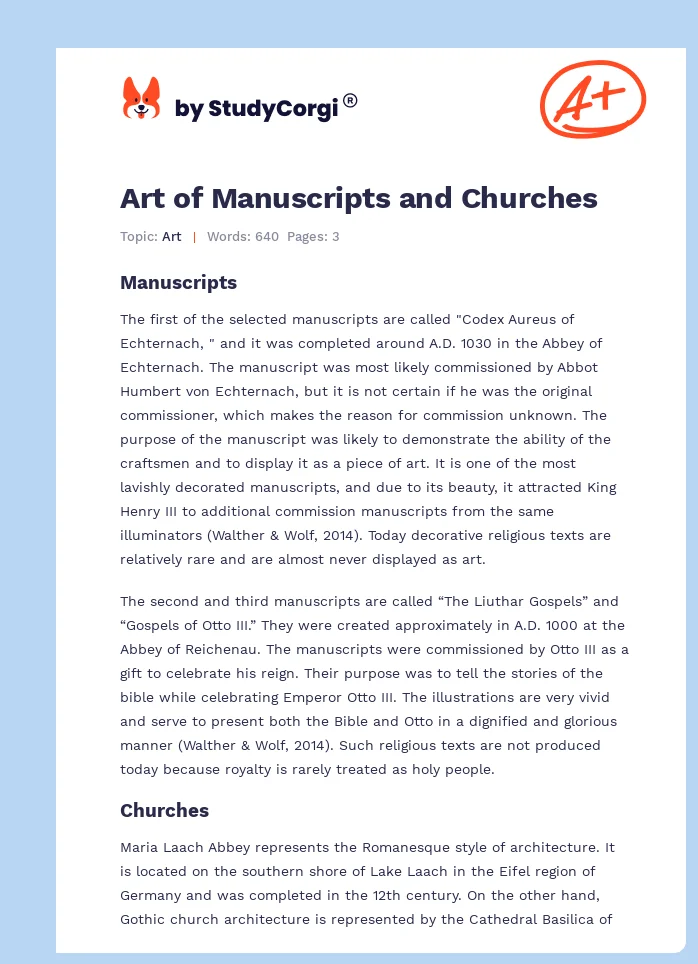 Art of Manuscripts and Churches. Page 1