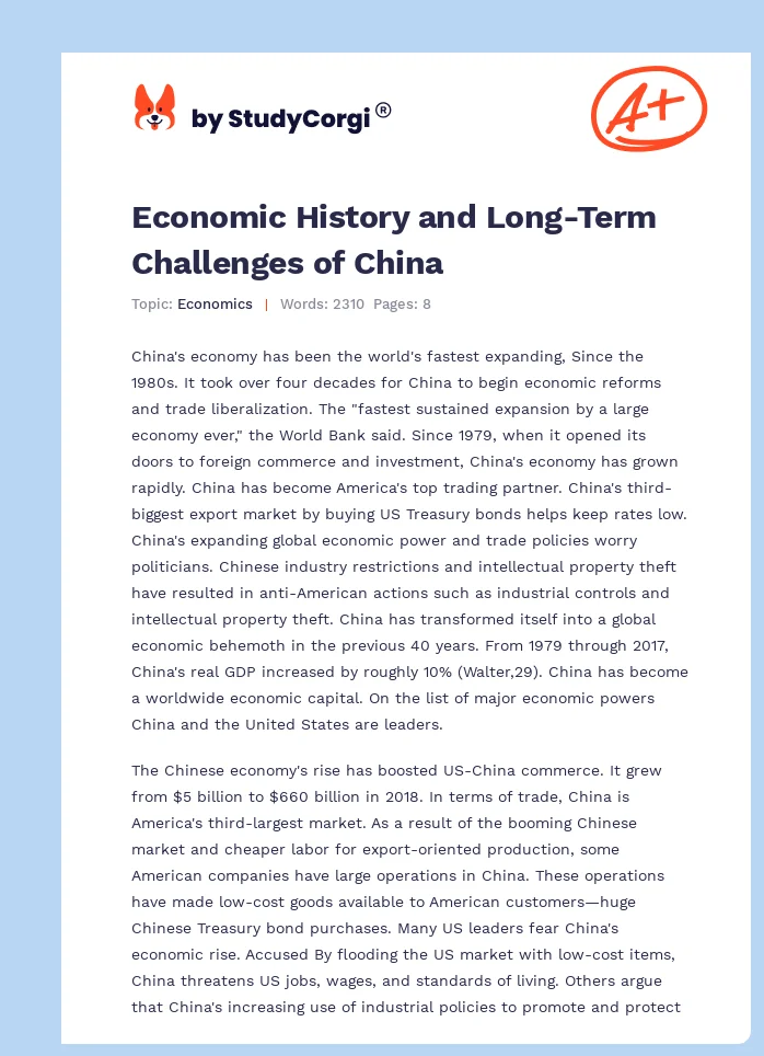 Economic History and Long-Term Challenges of China. Page 1
