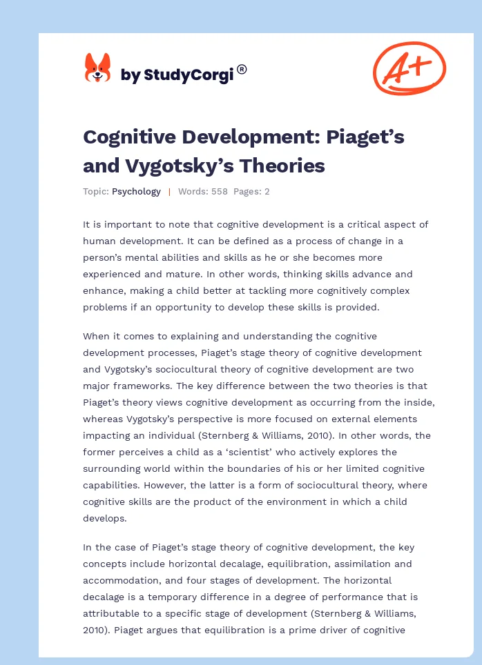 Cognitive Development: Piaget’s and Vygotsky’s Theories. Page 1