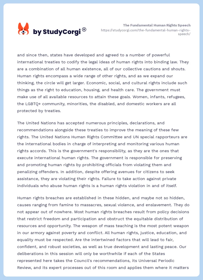 The Fundamental Human Rights Speech. Page 2