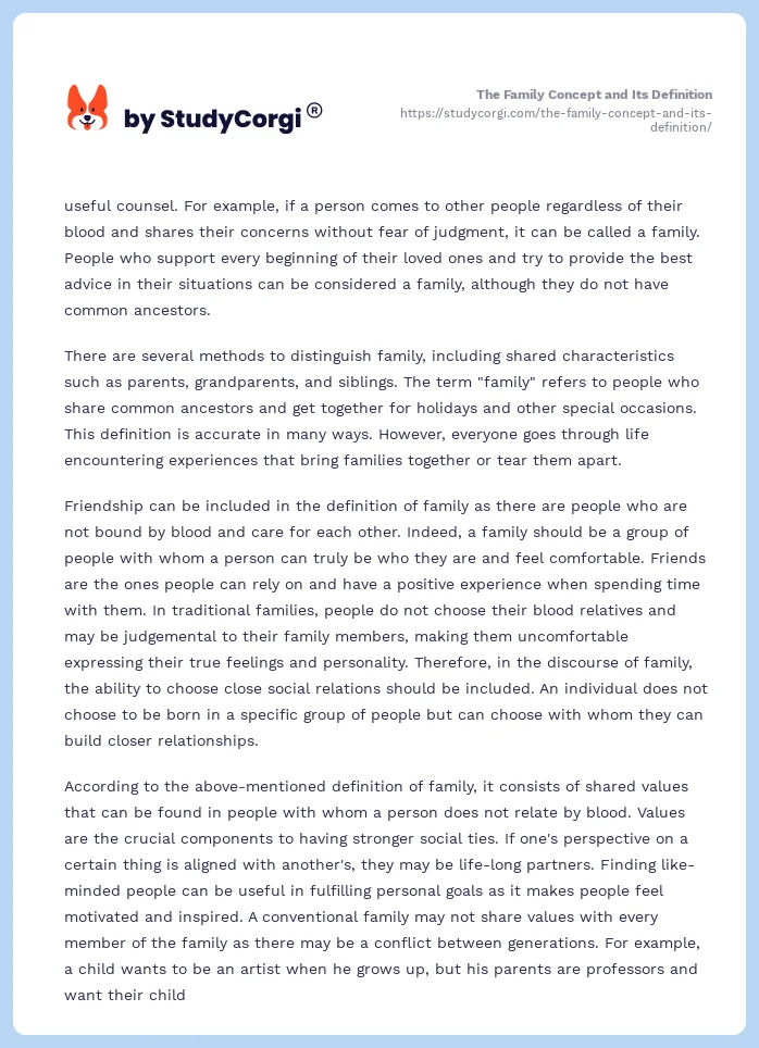 The Family Concept and Its Definition. Page 2