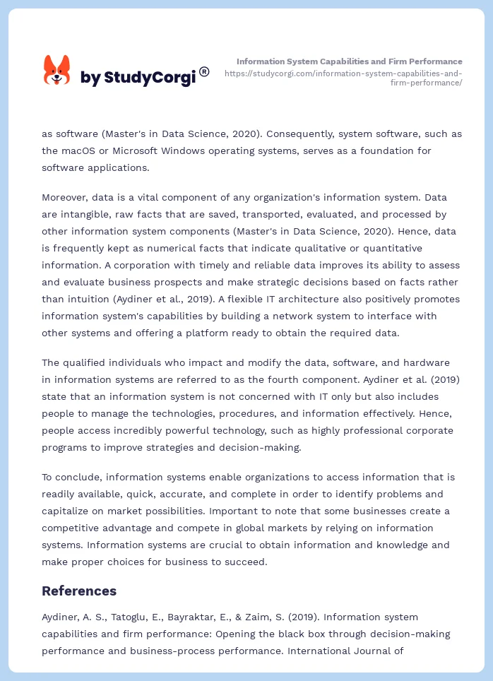 Information System Capabilities and Firm Performance. Page 2