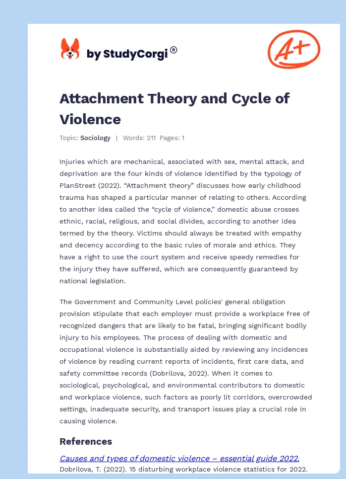 Attachment Theory and Cycle of Violence. Page 1
