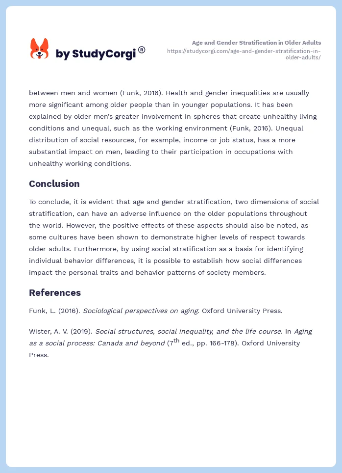 Age and Gender Stratification in Older Adults. Page 2