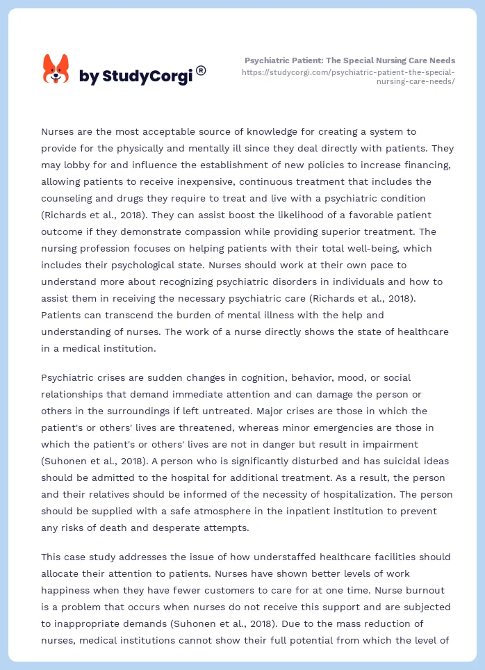 Psychiatric Patient: The Special Nursing Care Needs. Page 2