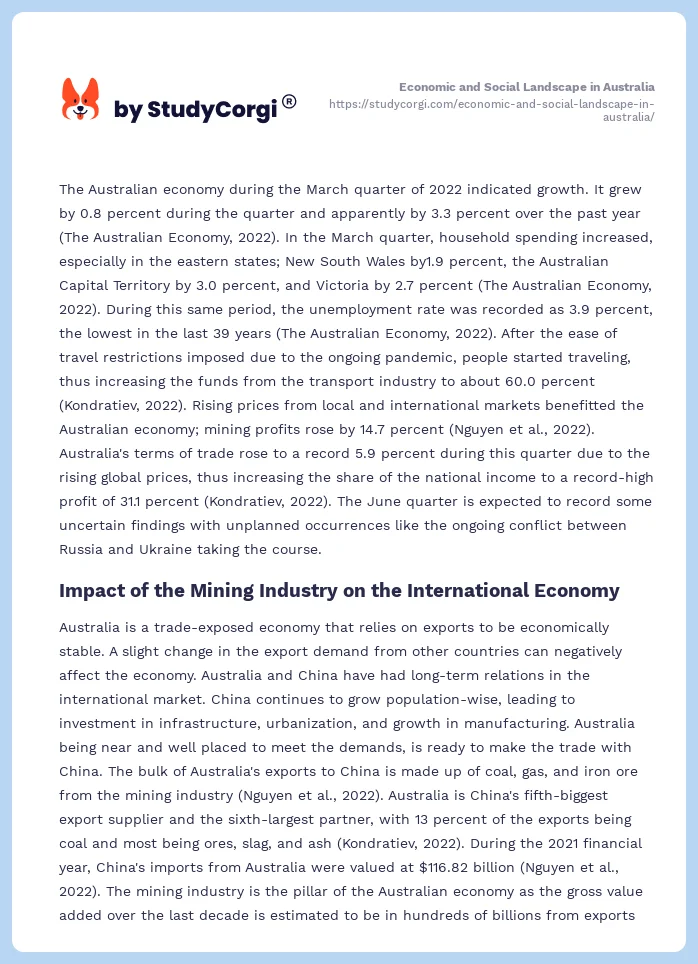 Economic and Social Landscape in Australia. Page 2