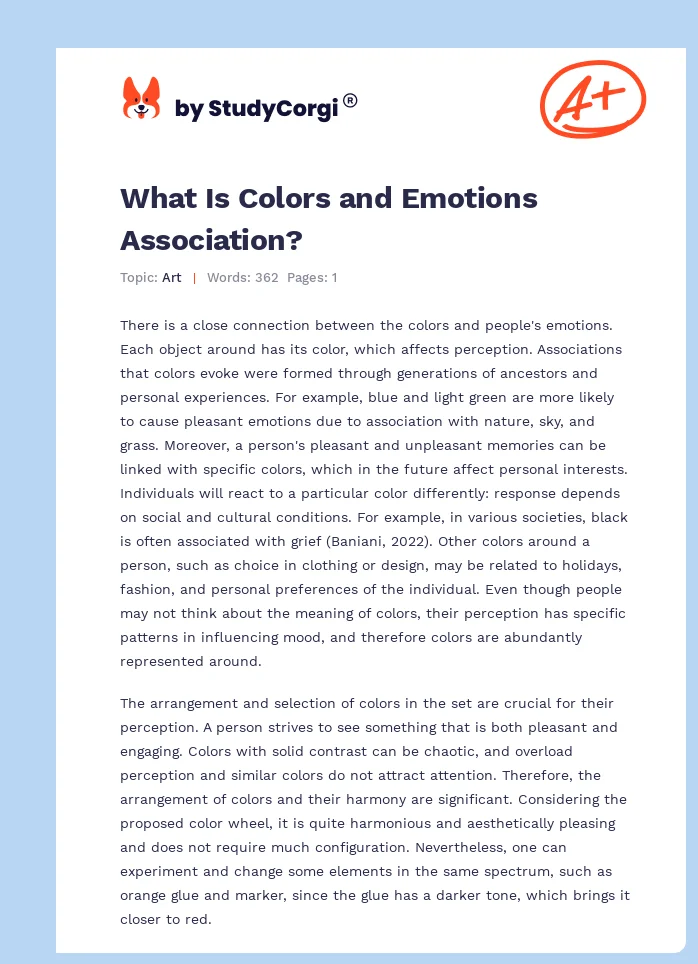 What Is Colors and Emotions Association?. Page 1