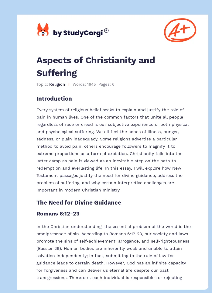 Aspects of Christianity and Suffering. Page 1
