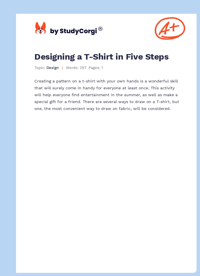 Designing a T-Shirt in Five Steps. Page 1