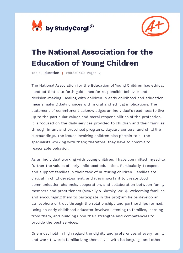 The National Association for the Education of Young Children. Page 1