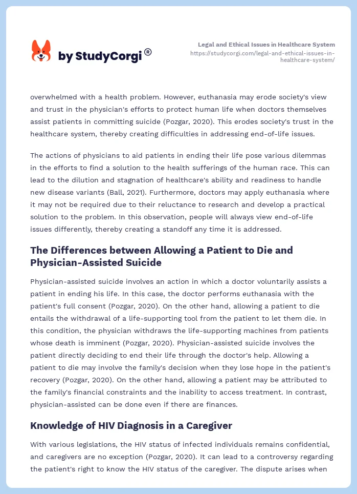 Legal and Ethical Issues in Healthcare System. Page 2